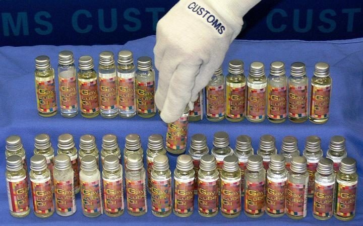 Australian Customs seized 150 bottles labelled as 'gay lube oil,' which were actually an illegal performance-enhancing drug from Thailand.