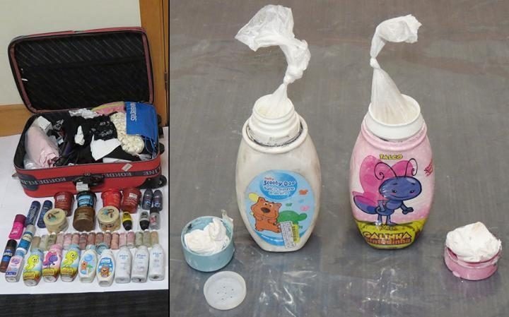 One 53-year-old woman attempted to smuggle cocaine into the UK, hidden in toiletries.