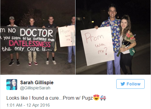doctor promposals - Arom m No Doctor you seem to be suffering from Datelessness the only cure is... Prom With me! Sarah Gillispie y Looks I found a cure. Prom w Pugz 4