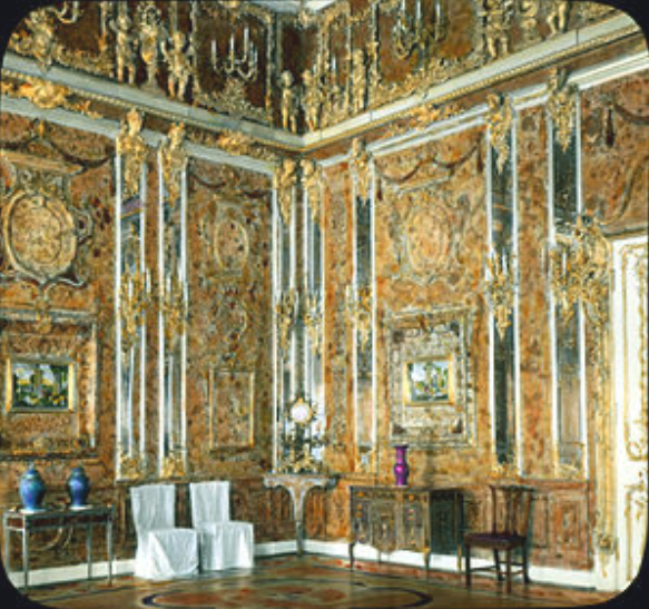 The Amber Room was used by Russian tsars to entertain their guests for centuries. Filled with beautiful amber panels and priceless gold pieces, the room was considered the Eighth Wonder of the World...until World War II, when the room, along with the rest of Catherine Palace, was raided by the Nazis.

While some believed that the room was taken to Königsberg for display, it actually disappeared from the face of the Earth. A replica was constructed in 2003, but the whereabouts of the original are still unknown.