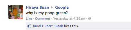 banner - Hiraya Buan Google why is my poop green? . Comment Yesterday at am Karol Hubert Sudak this.