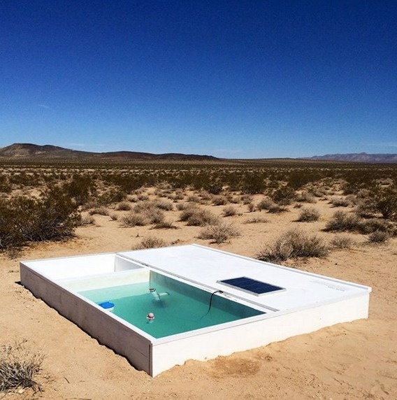 There is a secret swimming pool in the Mojave Desert. If you find it, you're allowed to use it.