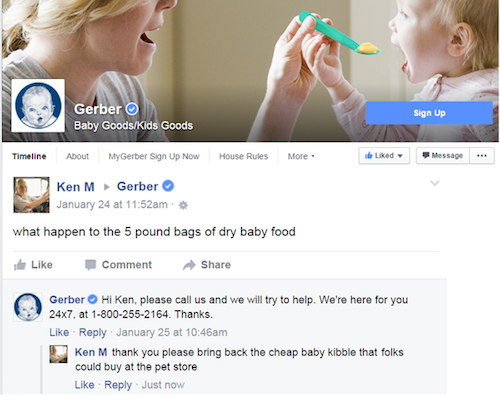 ken m baby food - Gerber Baby GoodsKids Goods Sign Up Timeline About MyGerber Sign Up Now House Rules More Message ... 6 Ken M Gerber January 24 at am what happen to the 5 pound bags of dry baby food Comment Gerber Hi Ken, please call us and we will try t