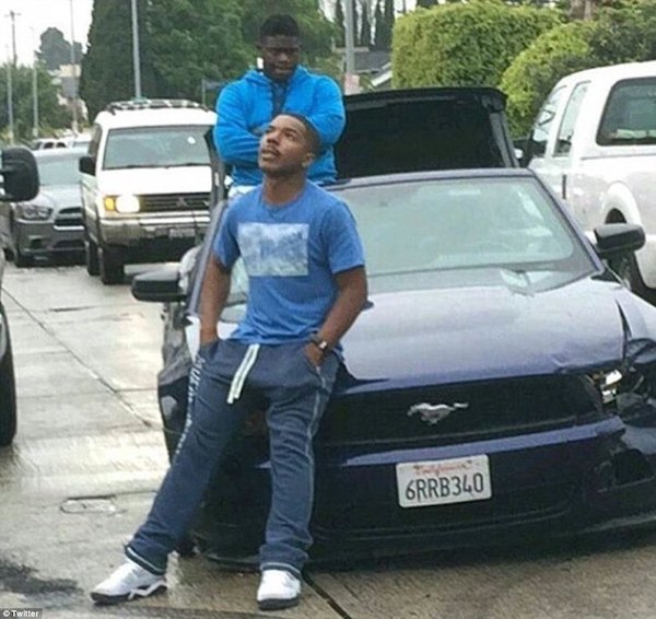 It started with a home burglary in Cerritos and ended in South LA, where the suspects pulled over on a residential street and took selfies with onlookers until sheriff's deputies showed up and peacefully arrested them. 

Passenger Isaiah Young, 19, and the driver, Herschel Reynolds, 20, taunted police and CHP officers, often driving on the wrong side of the road, doing 360-degree spins on Hollywood Boulevard, fishtailing on dangerously wet streets, and standing up and looking around at the helicopters overhead. A TMZ tour bus even tried to block the car as it drove on the 101 Freeway. When the men finally pulled over in South LA, ending the chase, they were swarmed by crowds with cellphone cameras. 

Reynolds served in the Marines as a trained vehicle operator, the Pentagon confirmed. He is being held in lieu of $50,000 bail. Young is being held in lieu of $80,000 bail due to an outstanding warrant.