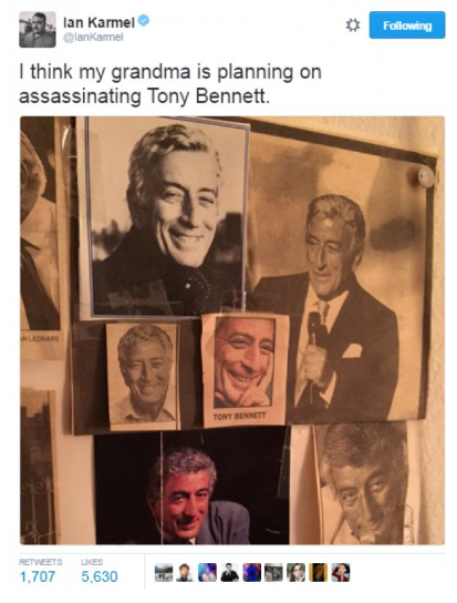 human behavior - lan Karmel ing Slankamel I think my grandma is planning on assassinating Tony Bennett. 1,707 5,830 32 sena