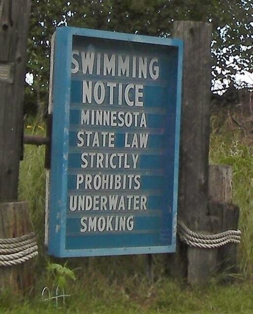 funny law signs - Swimming Notice Minnesota State Law Strictly Prohibits Underwater Smoking