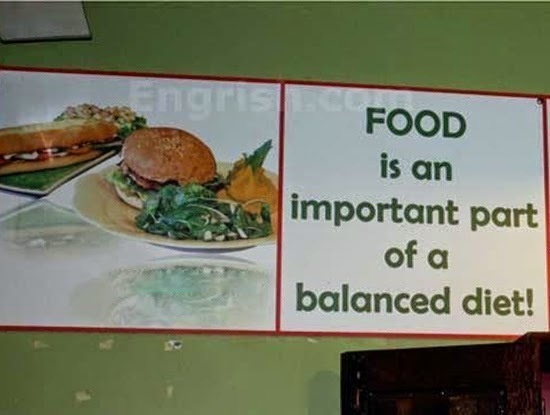 engrish food - Food is an important part of a balanced diet!