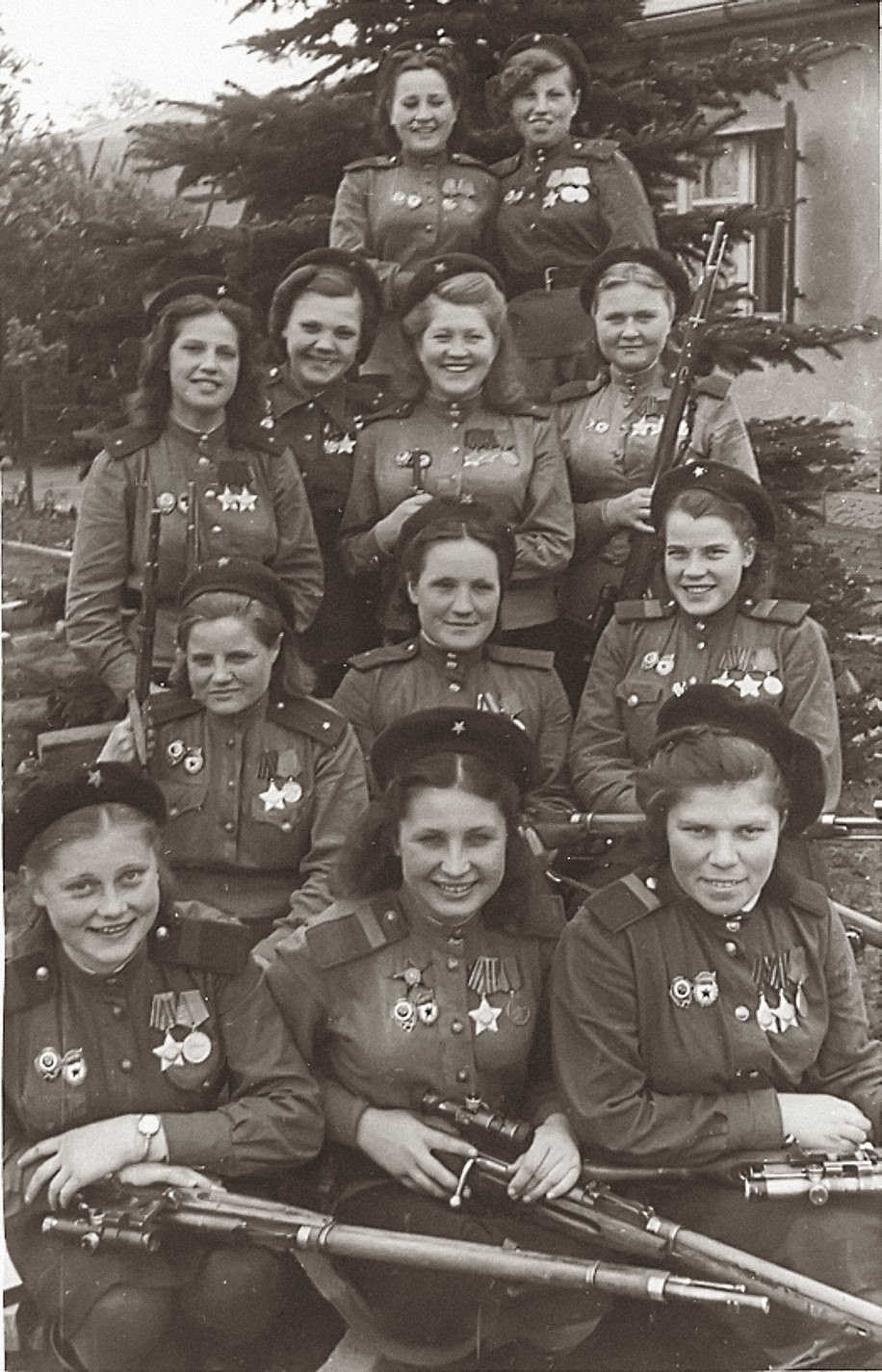 Female Snipers of the 3rd Shock Army, 1st Belorussian Front. Collectively, they had 775 confirmed kills.