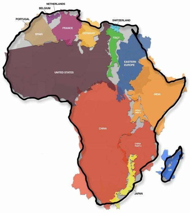 Africa is bigger than the USA, China, India and all these other countries combined.