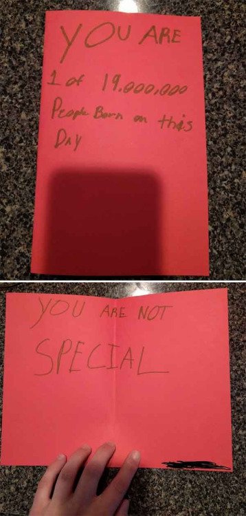 bad luck worst teacher card - You Are 1 of 19.000.000 People Born on this Day You Are Not Special