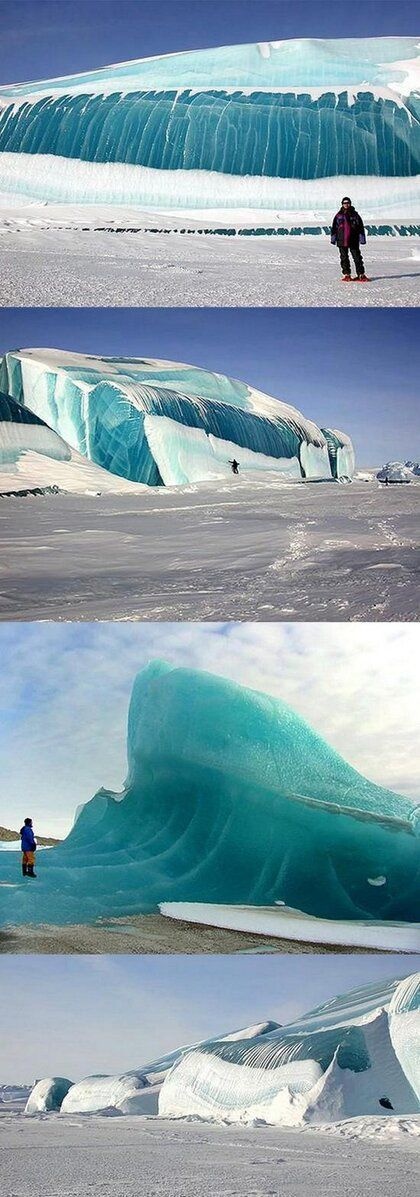 Blue ice in Antarctica looks a lot like a frozen wave.