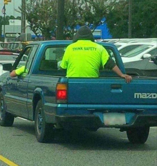 riding in a truck bed funny - Think Safety