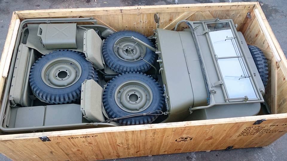 Military Jeep in a crate