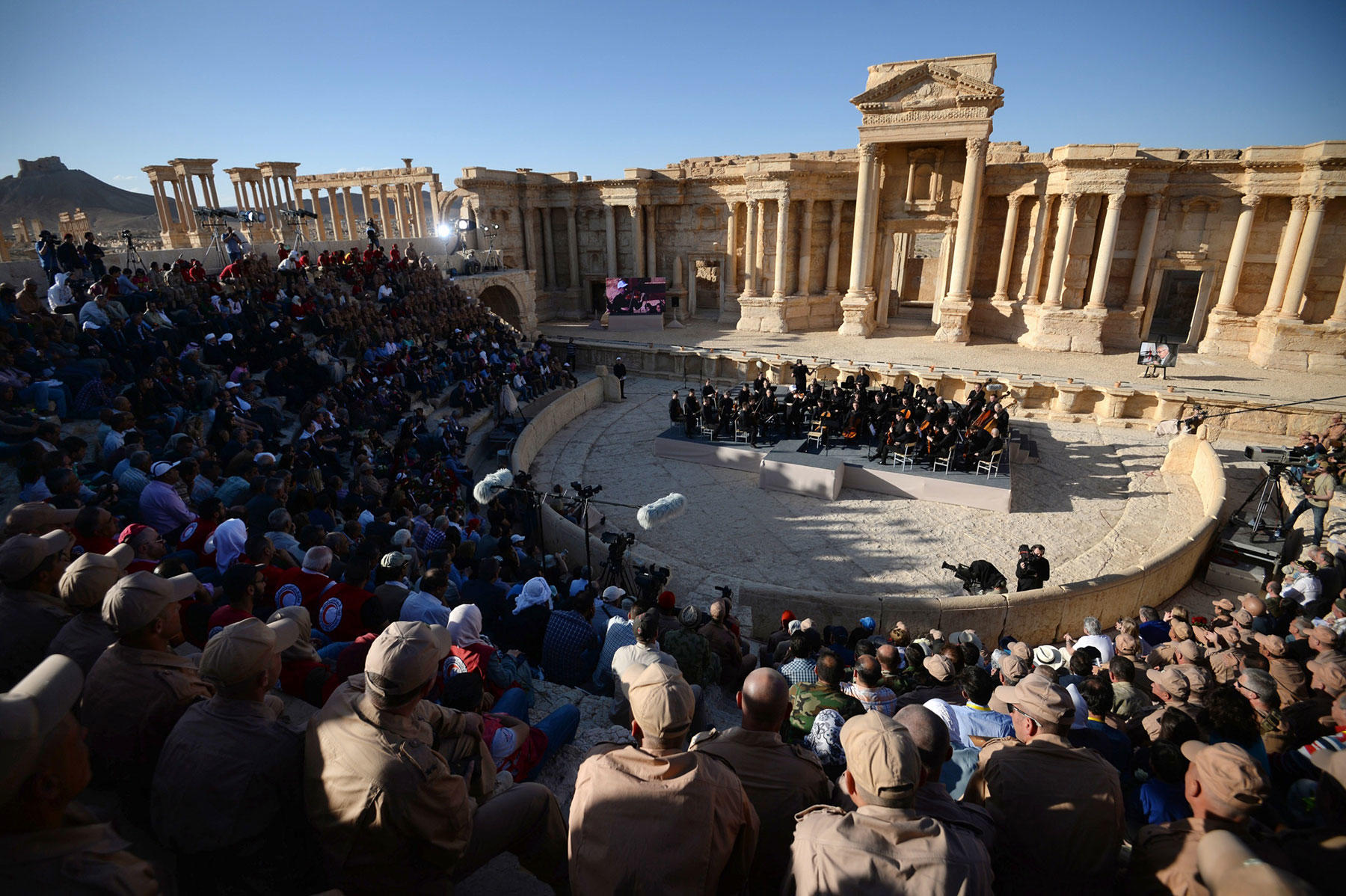 Concert in the recently recaptured from ISIS control ancient city of Palmyra, Syria