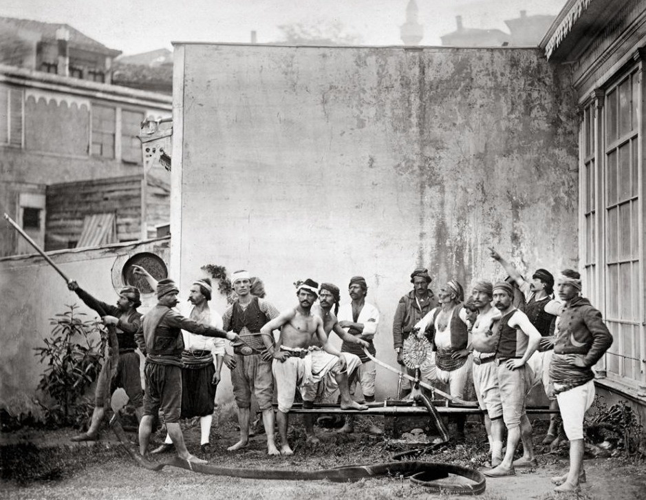 Volunteer fire fighters in 1870s Istanbul.
