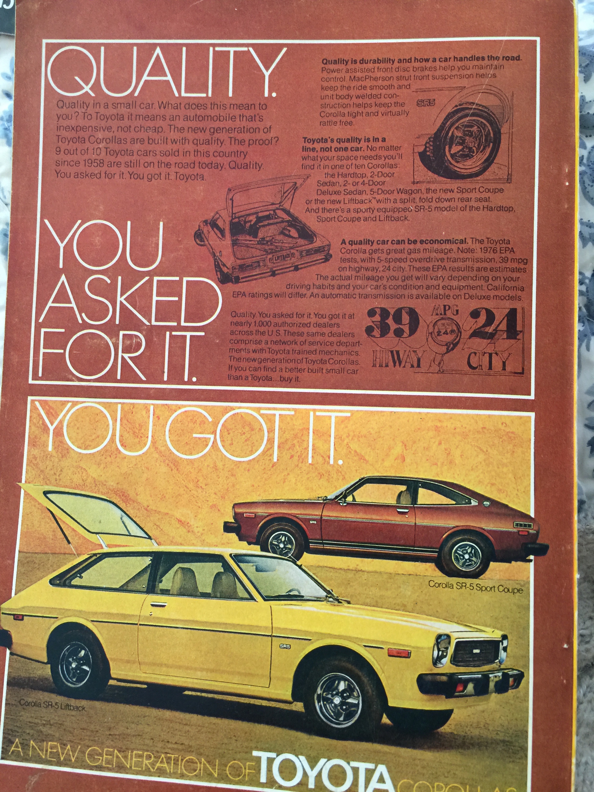 A cool old Toyota Corolla advertisement.