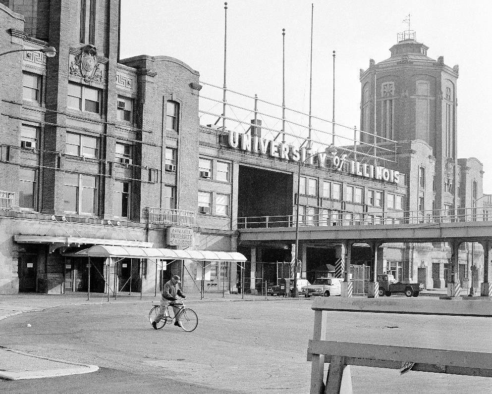 The front of Chicago's Navy Pier, back in 1965 when it was the University of Illinois.