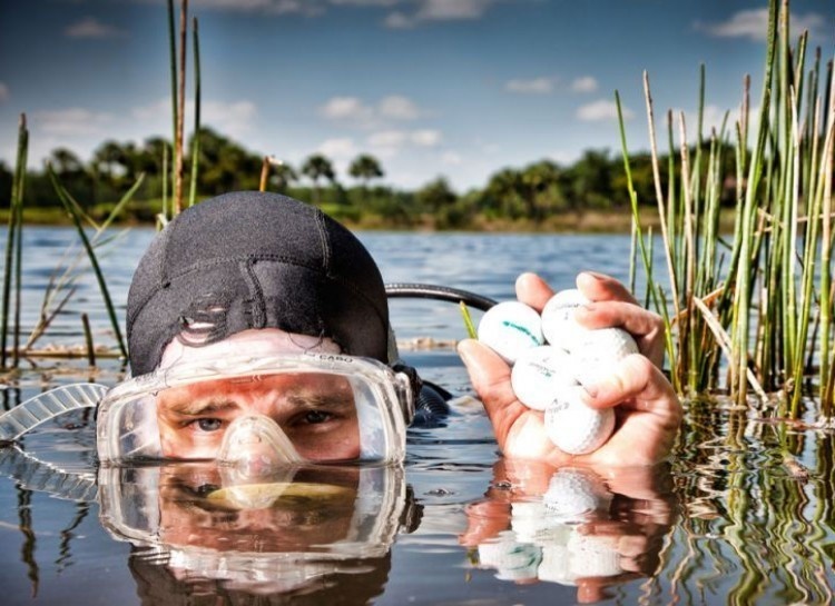 Golf ball divers can make up to $100K. These folks have to be daring. Golf courses look harmless but are full of chemical-laced waters, poisonous snakes, and snapping turtles!