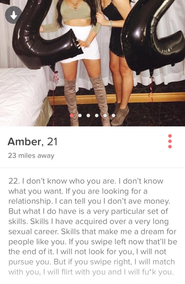 32 People have some pretty forward Tinder profiles