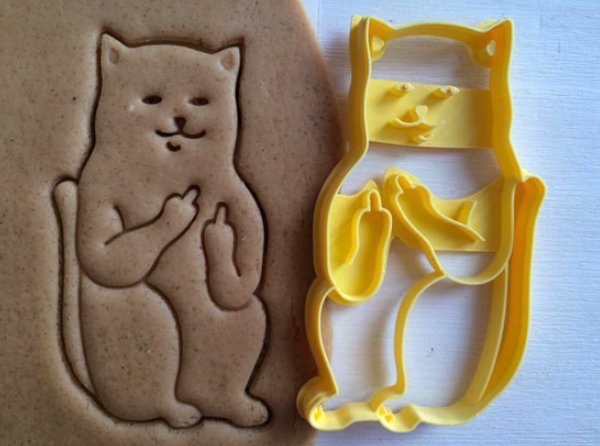 middle finger cat cookie cutter