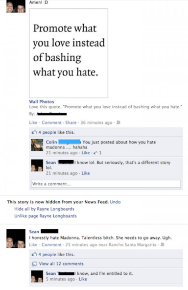 hypocrites facebook - Amen! Promote what you love instead of bashing what you hate. Wall Photos Love this quote. "Promote what you love instead of bashing what you hate." By Comment . 36 minutes ago 4 people this. Colin You just posted about how you hate 