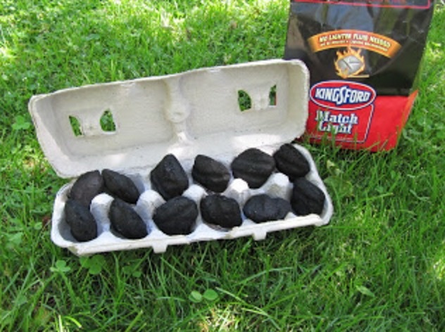 Use an egg carton and match light charcoal to create the most amazing -- and self-contained -- fire starter.