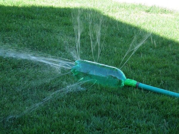 No water sprinkler? Make a couple of holes in a plastic bottle.
