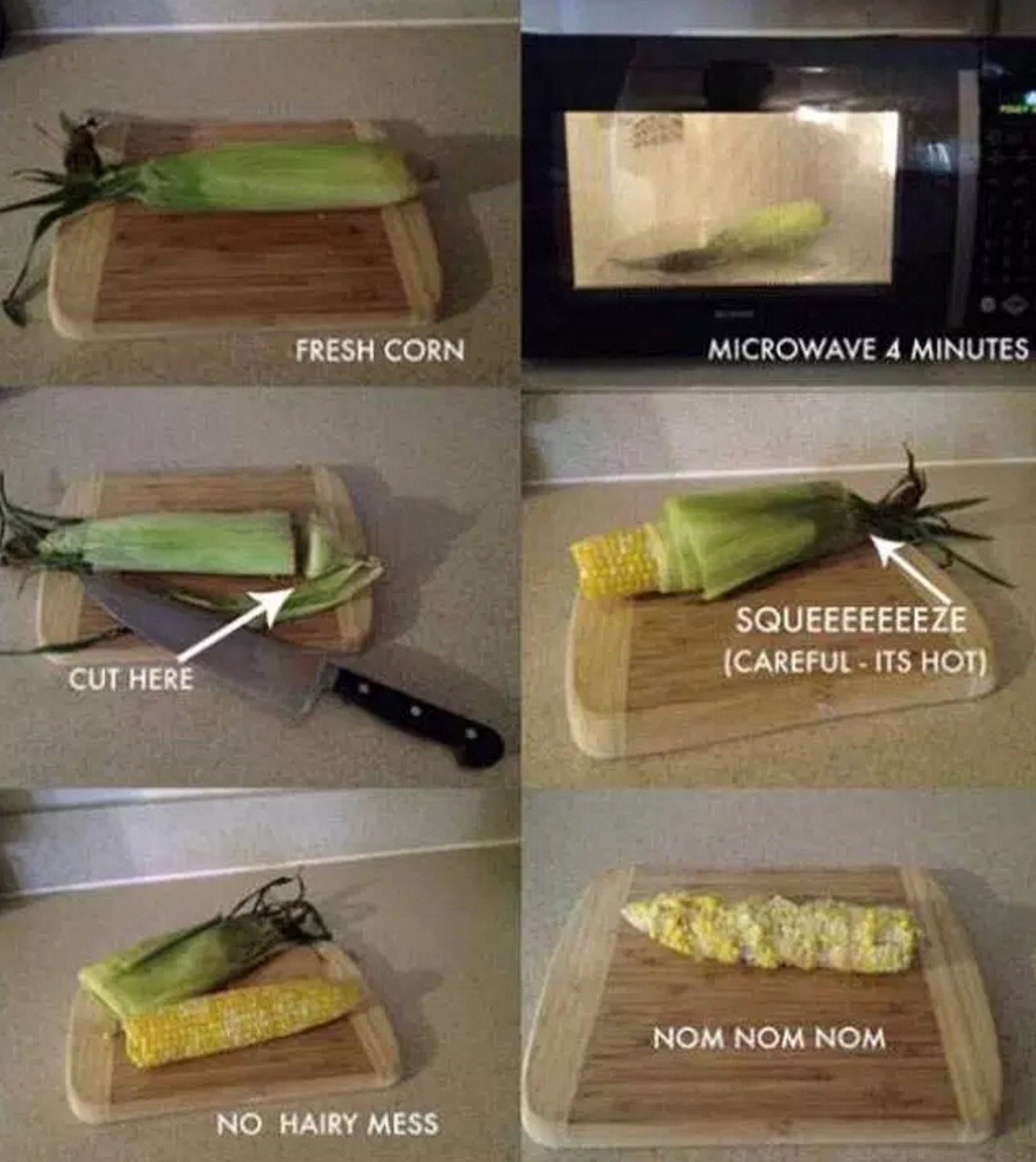 Check out this "magic corn" trick to keep those husks intact.