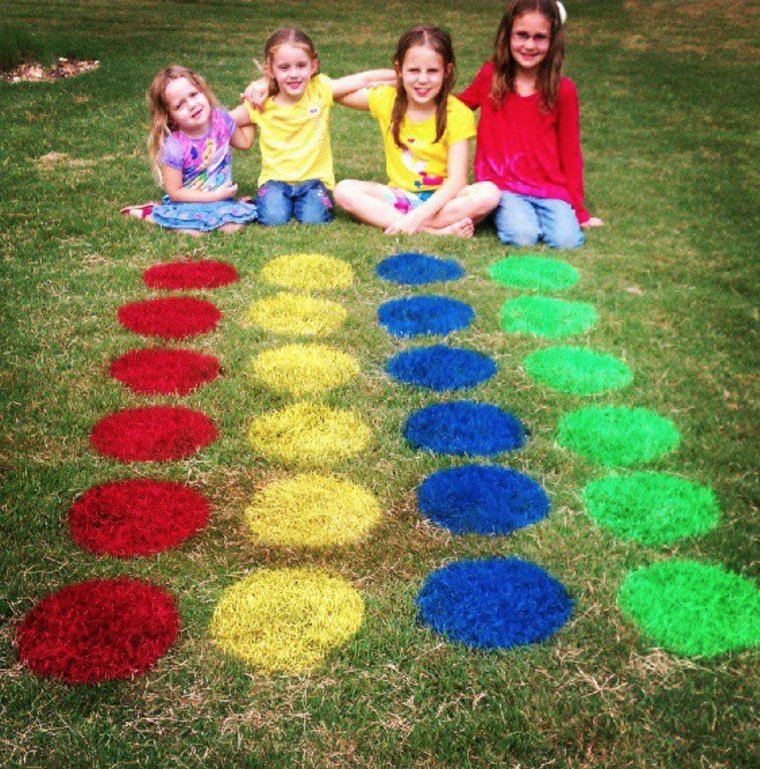Create a game of summer Twister with some grass-safe spray paints.