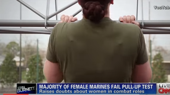 50 % of female US marines failed the minimum requirement of 3 pulls ups