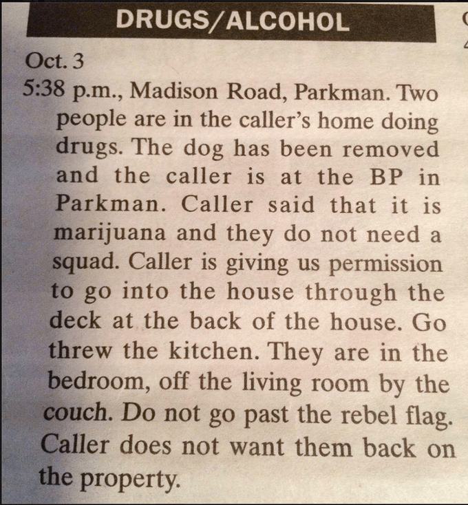 20 Bizarre and Hilarious Police Blotter Notifications