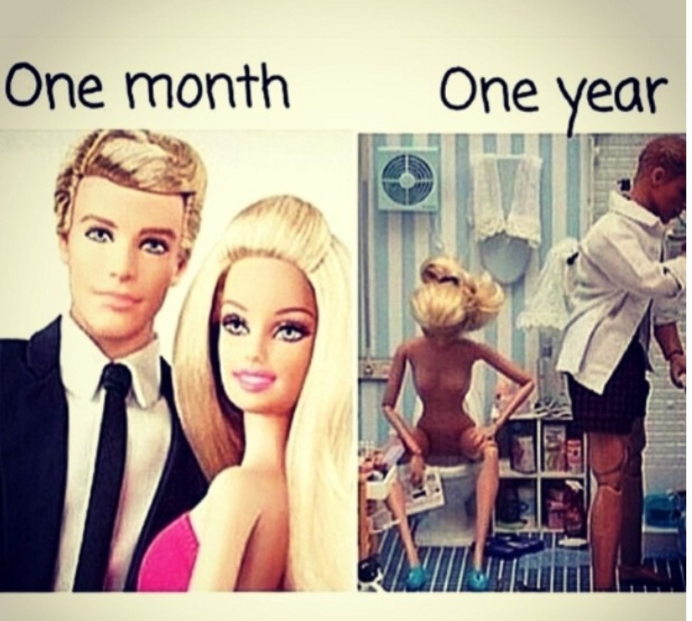 relationship meme of barbie and ken one month One year