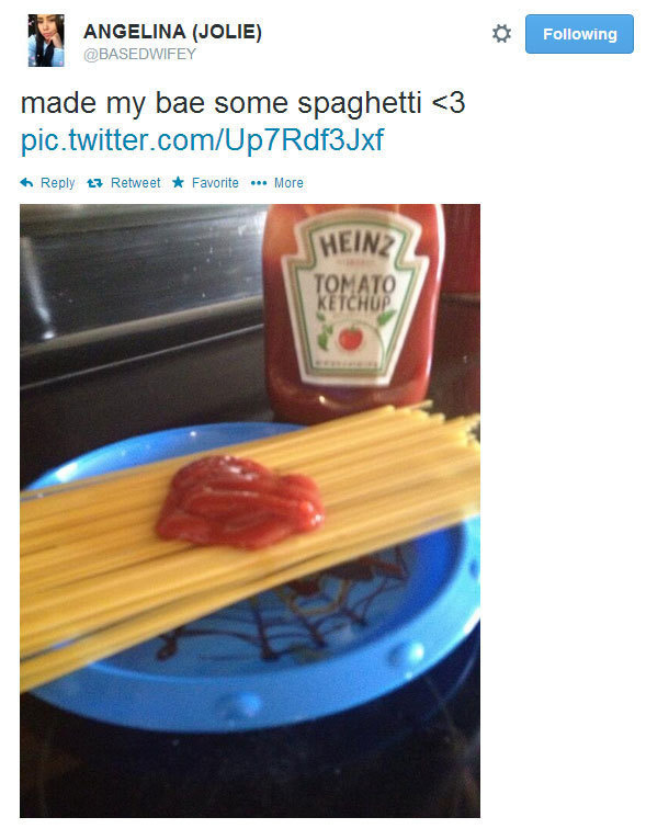 girlfriend cooking for boyfriend meme - Angelina Jolie ing made my bae some spaghetti