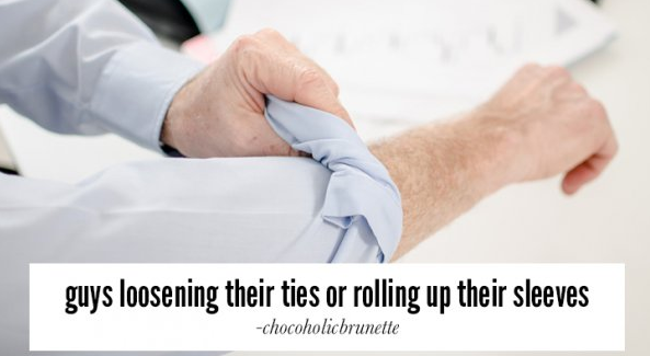 guys loosening their ties or rolling up their sleeves chocoholicbrunette