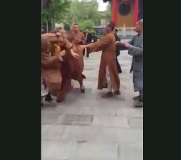 A brawl broke out between three monks inside China's Ningguo temple in April 2016.

Video shows the monks fighting in front of the temple while fellow monks and tourists try to stop the fight.

The head monk said the three involved broke the principle of Buddhism, and they were immediately released from the order. So much for inner peace!