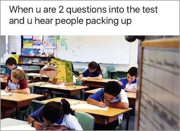 emo kid in class - When u are 2 questions into the test and u hear people packing up