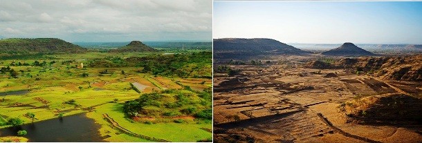 Draught has also been a major problem in many regions in Asia. Taken just a few years apart, these photos illustrate how devastating effect draught had on a part of India.