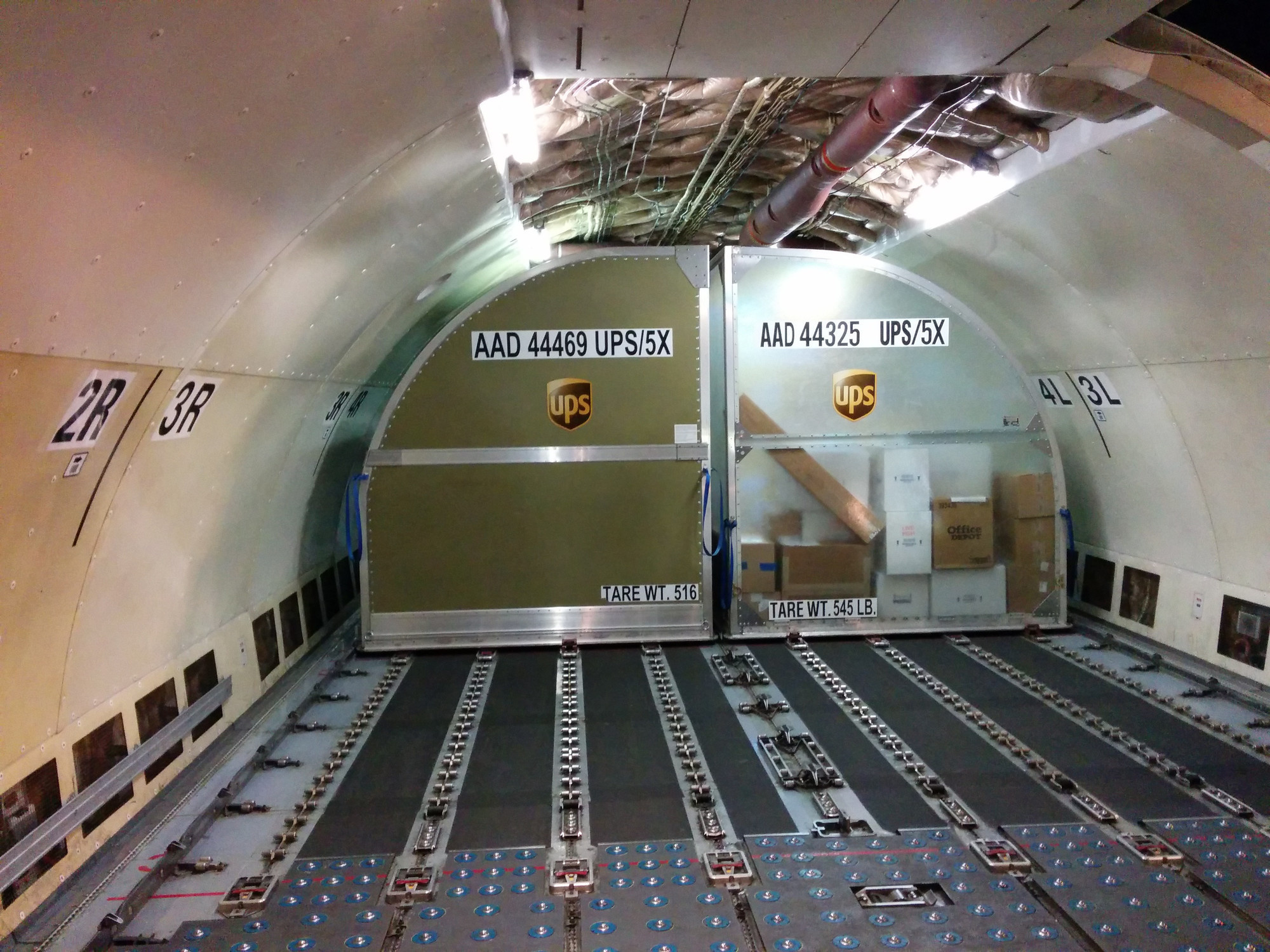 The centre of a Boeing A300 UPS cargo plane.