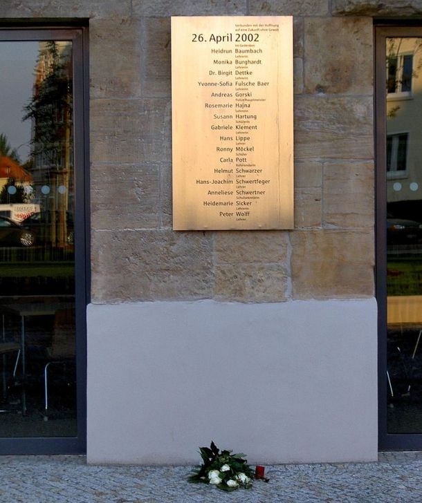 The deadliest school shooting to have ever happen in Germany, the Erfurt massacre was a school shooting incident that occurred on April 26th 2002 at the Gutenberg-Gymnasium in Erfurt, Germany. The gunman, 19-year-old expelled student Robert Steinhauser, shot and killed 16 people: 13 staff members, 2 students, and 1 police officer, before committing suicide. Those two students were killed accidentally, Steinhauser was only targeting teachers and school administrators, probably looking to avenge his expulsion.