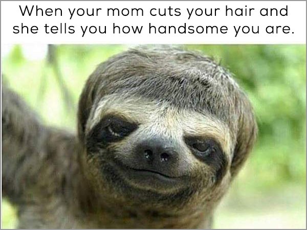 your mom cuts your hair meme - When your mom cuts your hair and she tells you how handsome you are.