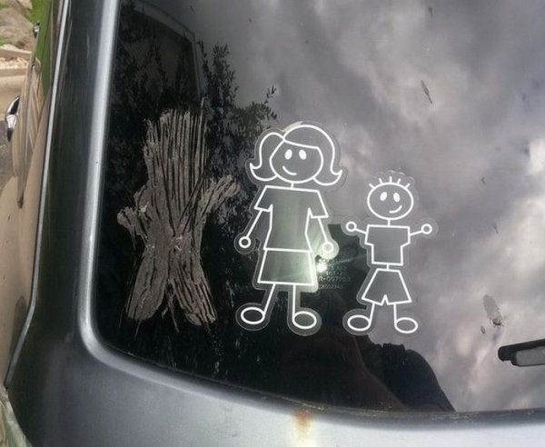 stick family car scratched off - b