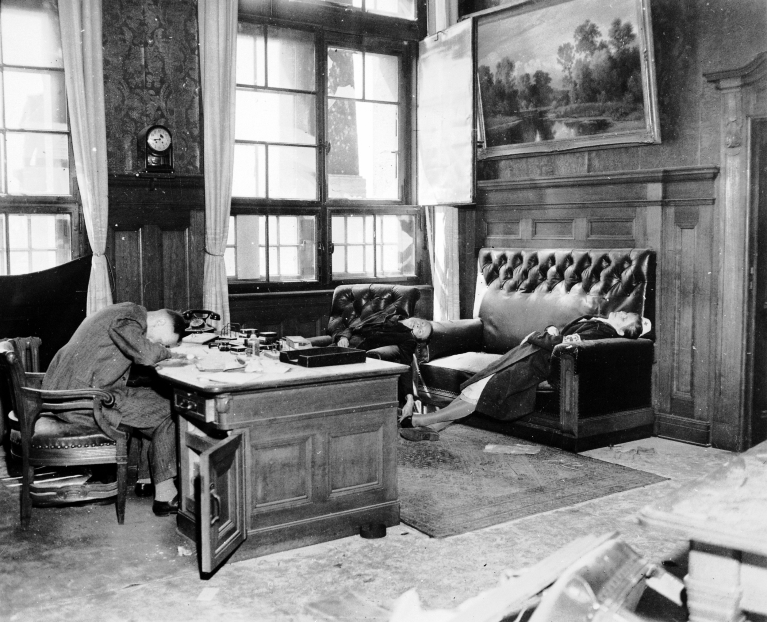 A wave of mass suicides swept Nazi Germany at the close of WW2. Here, the Deputy Mayor of Leipzig and his wife and daughter, committed suicide in the Neues Rathaus as American troops were entering the city on 20 April 1945