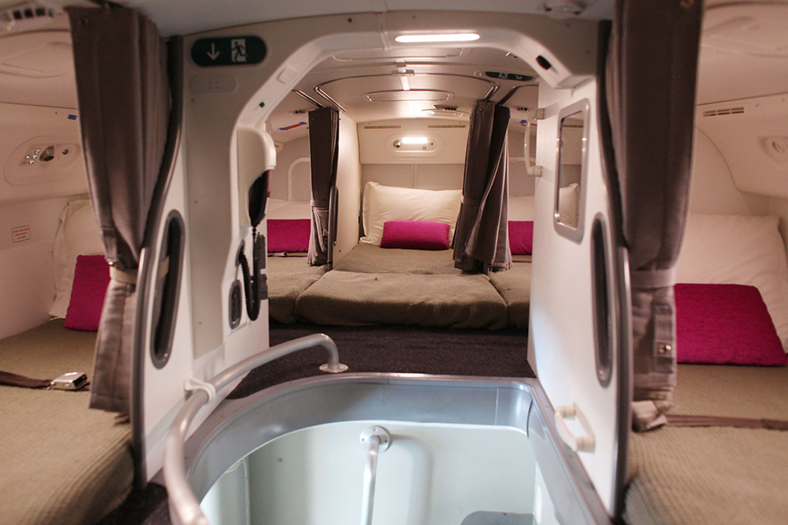 The secret airplane bedrooms where flight attendants and pilots sleep on long-haul flights