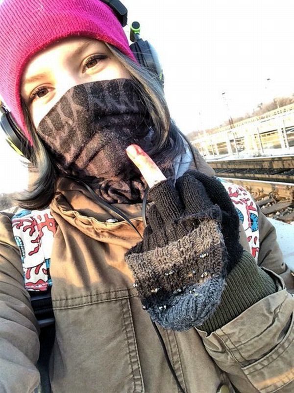Last image of Rina Palenkova before committing suicide by train