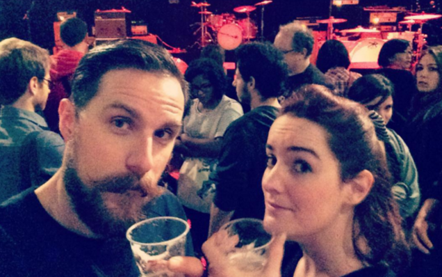 Gilles Leclerc (left) and his girlfriend in Bataclan moments before the Paris shootings