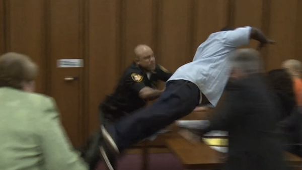 In June 2016, during a sentencing hearing for Michael Madison, a serial killer responsible for the torture and murder of three women, Van Terry took the stand to speak to the man who killed his 18-year old daughter, Shirellda Terry. 

“Right now, I guess we're supposed to, in our hearts forgive this clown, who has touched our families, taken my child,” he said, turning toward Madison. 

It was at that point Madison smirked—and Terry had enough. He lunged across the room barely missing the killer, who officers quickly hustled out of harm's way, while others struggled to restrain the grieving dad. 

Terry said he wanted to see the man who "hurt my daughter. When I turned around to look at him, with that grin, I lost my mind. I wanted to break his jaw. Get that grin off his face."

Madison received the death penalty and prosecutors are still deciding whether or not to charge Terry with a crime.