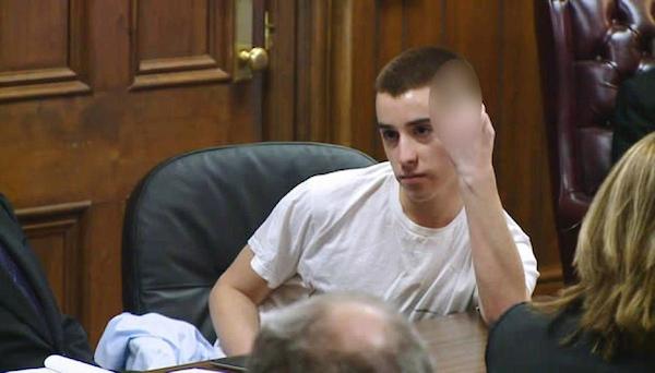 In 2014, 18-year-old T.J. Lane was sentenced to life in prison without parole for killing three high school students and injuring three others in a shooting rampage the year before. 

When the shooting victims' families were given the opportunity to address the court as Lane received his sentencing, he smirked and unbuttoned his blue shirt to reveal a white t-shirt with the word "killer" written across it in capital letters. He rocked back and forth in his chair as victims' relatives and called him "repulsive," wished him an "extremely slow, torturous death," and said he should be locked away "like an animal."

When given the opportunity to respond, Lane showed no remorse. "This hand that pulled the trigger that killed your sons now masturbates to the memory. F--- all of you," Lane said before giving the victims' families the middle finger.

Because Lane was 17 at the time of the shooting, he was ineligible to receive the death penalty.