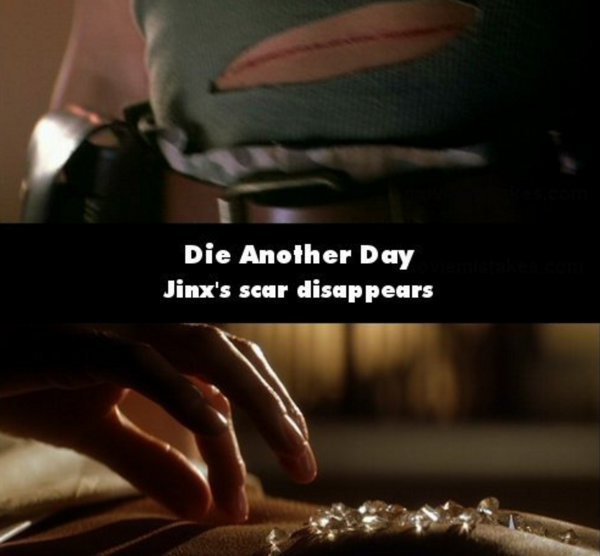 die another day mistakes - Die Another Day Jinx's scar disappears
