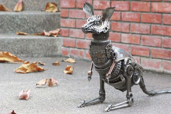kangaroo junk sculpture