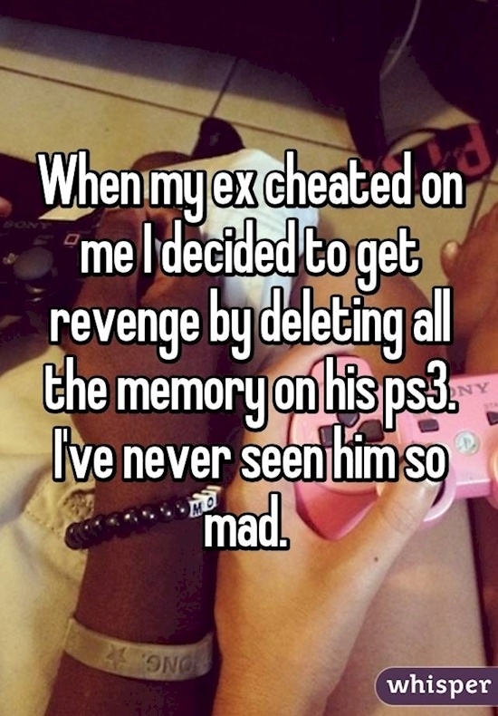funny cheating revenge stories whisper - Gon When my ex cheated on me I decided to get revenge by deleting all the memory on his ps3 live never seen him so mad. Onor whisper